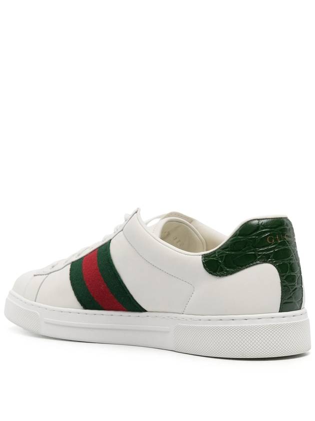 Ace Web Leather Low Top Sneakers White - GUCCI - BALAAN 4