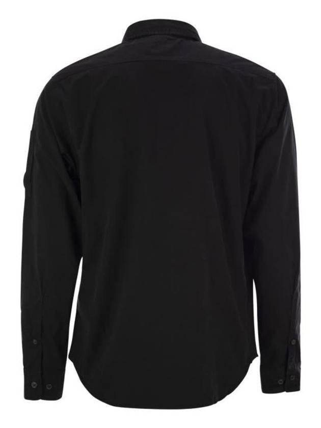 Organic Gabardine Buttoned Lens Long Slevee Shirt Black - CP COMPANY - BALAAN 3