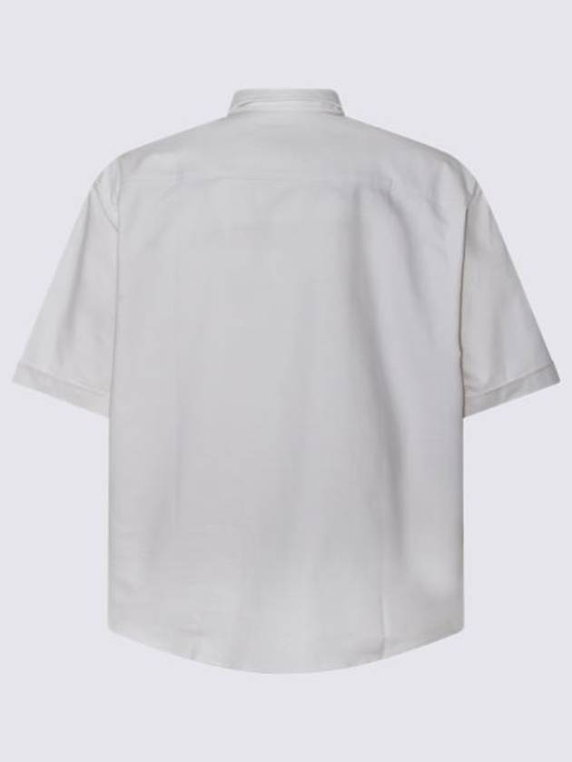 Men's Boxy Fit Embroidered Logo Short Sleeve Shirt White - AMI - BALAAN 3