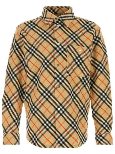 Check Oversized Wool Long Sleeve Shirt Sand - BURBERRY - BALAAN 2