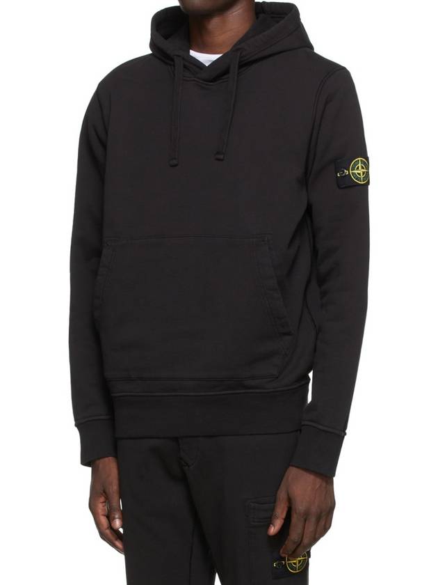 Wappen Patch Cotton Fleece Hoodie Black - STONE ISLAND - BALAAN 4