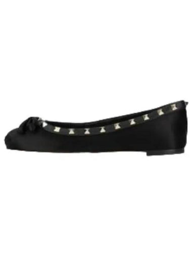 Rockstud satin flat shoes black - VALENTINO - BALAAN 1