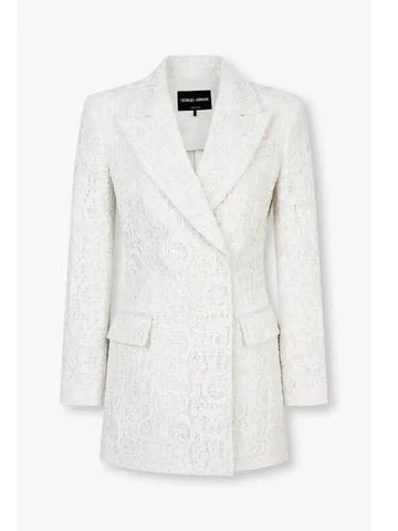 Women s Glitter Lace Double Jacket White - GIORGIO ARMANI - BALAAN 1