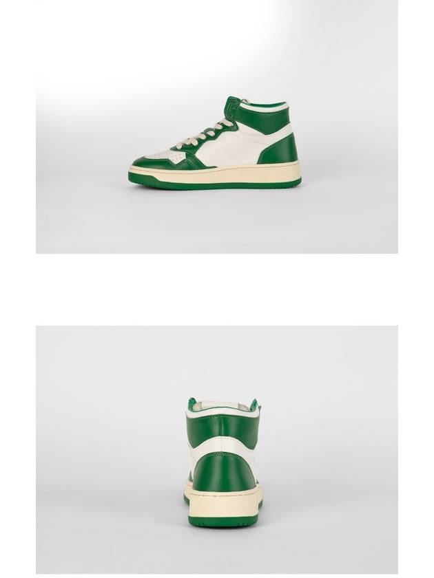 Women's Medalist Leather High Top Sneakers White Green - AUTRY - BALAAN 6