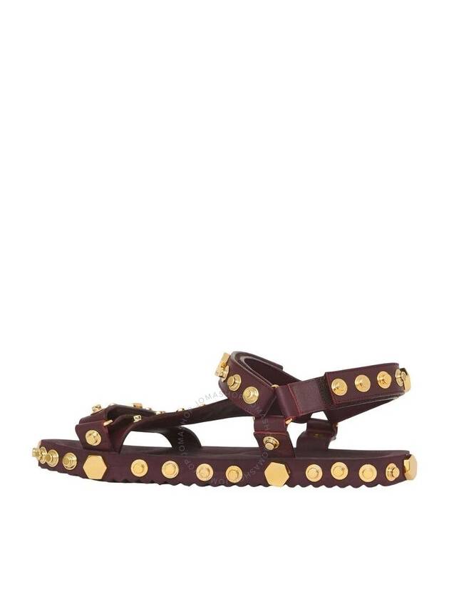 Burberry Ladies Deep Maroon Patterson Studded Sandals, Brand Size 36 ( US Size 6 ) - BURBERRY - BALAAN 3