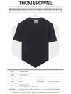 Men's Center Back Striped Short Sleeve T-Shirt Navy - THOM BROWNE - BALAAN 3