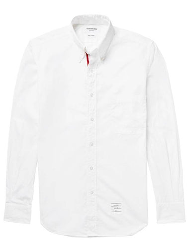 Men's Logo Patch Classic Cotton Long-Sleeve Shirt White - THOM BROWNE - BALAAN 1