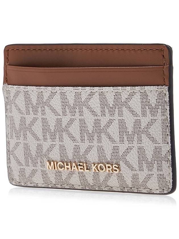 Jet Set Logo Plaque Card Wallet White - MICHAEL KORS - BALAAN 3