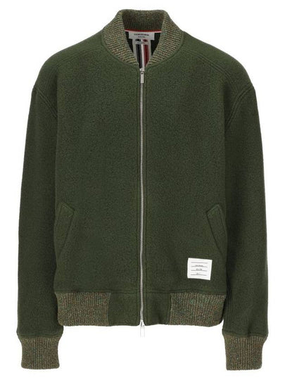 Fleece Stripe Wool Bomber Jacket Dark Green - THOM BROWNE - BALAAN 2