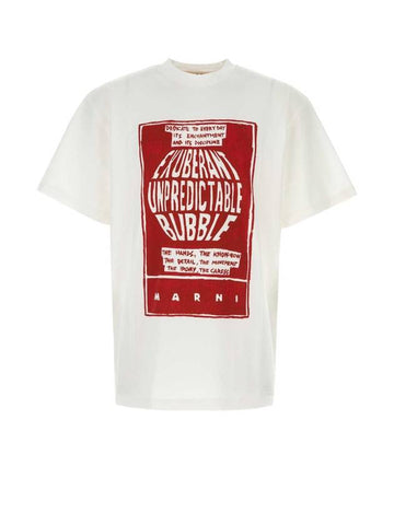 Slogan Print Short Sleeve T-Shirt White - MARNI - BALAAN 1