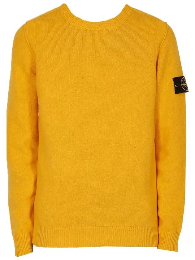 Wappen Patch Crew Neck Wool Knit Top Yellow - STONE ISLAND - BALAAN 3