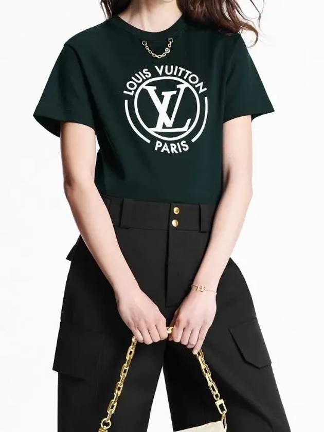 Women's Flocked LV Short Sleeve T-Shirt Black - LOUIS VUITTON - BALAAN 3