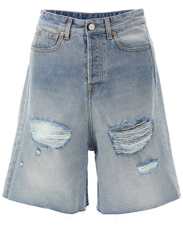 Destroyed Baggy Bermuda Shorts Blue - VETEMENTS - BALAAN 2