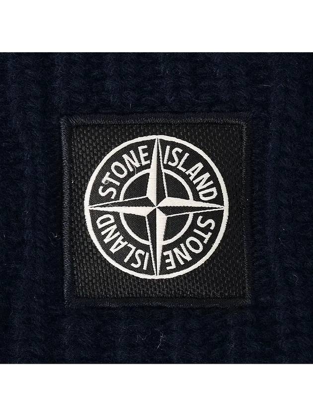 Wappen Patch Wool Beanie Navy - STONE ISLAND - BALAAN.