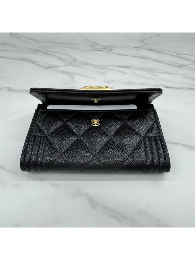 Boy Snap Card Holder Wallet Black Gold A80603 - CHANEL - BALAAN 4