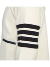 V-Neck Diagonal Armband Cardigan White - THOM BROWNE - BALAAN 11