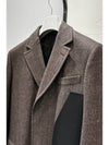 Men's Wool Cashmere Calfskin Maxi Pocket Herringbone Coat - HERMES - BALAAN 3