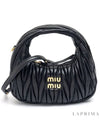 Wander Matelasse Nappa Leather Hobo Mini Bag Black - MIU MIU - BALAAN 2