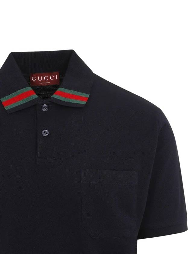 Web Cotton Polo Shirt Navy - GUCCI - BALAAN 4