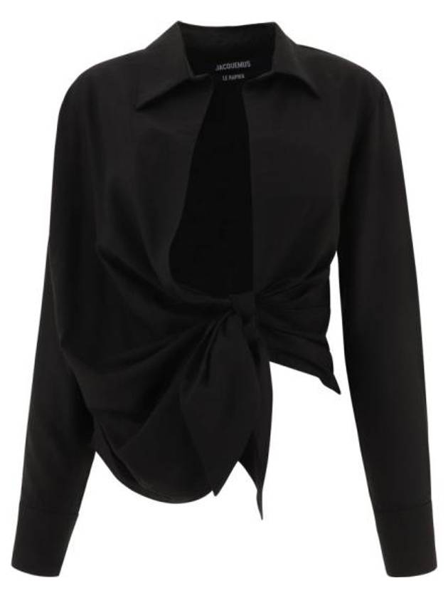 Le Chemise Bahia Tied Sash Shirt Black - JACQUEMUS - BALAAN 2