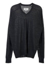 V-neck Stitch Wool Knit Top Dark Grey - MAISON MARGIELA - BALAAN 11