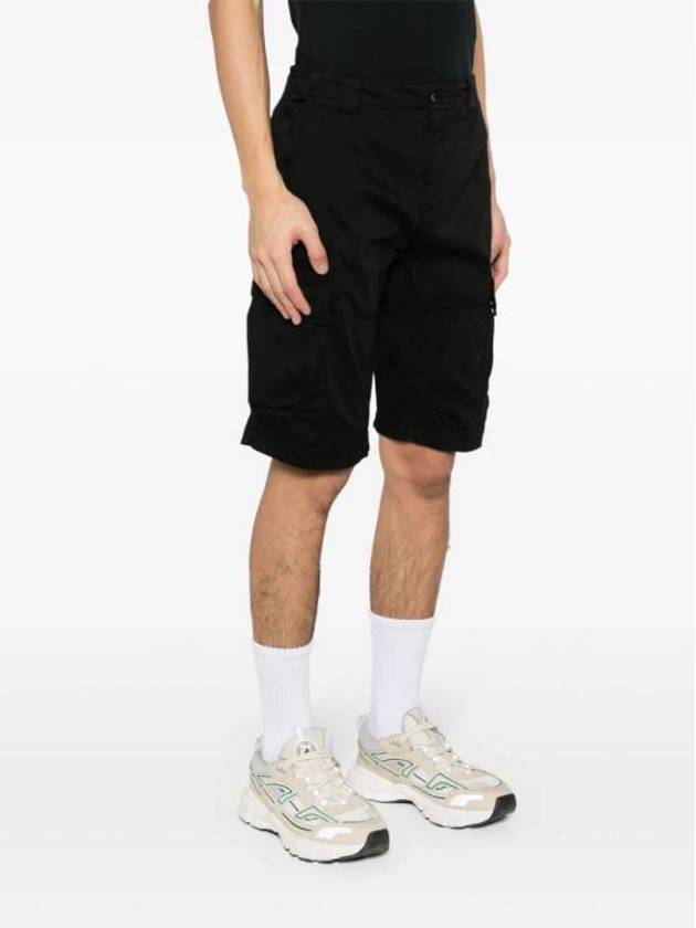 Stretch Satin Cargo Shorts Black - CP COMPANY - BALAAN 4