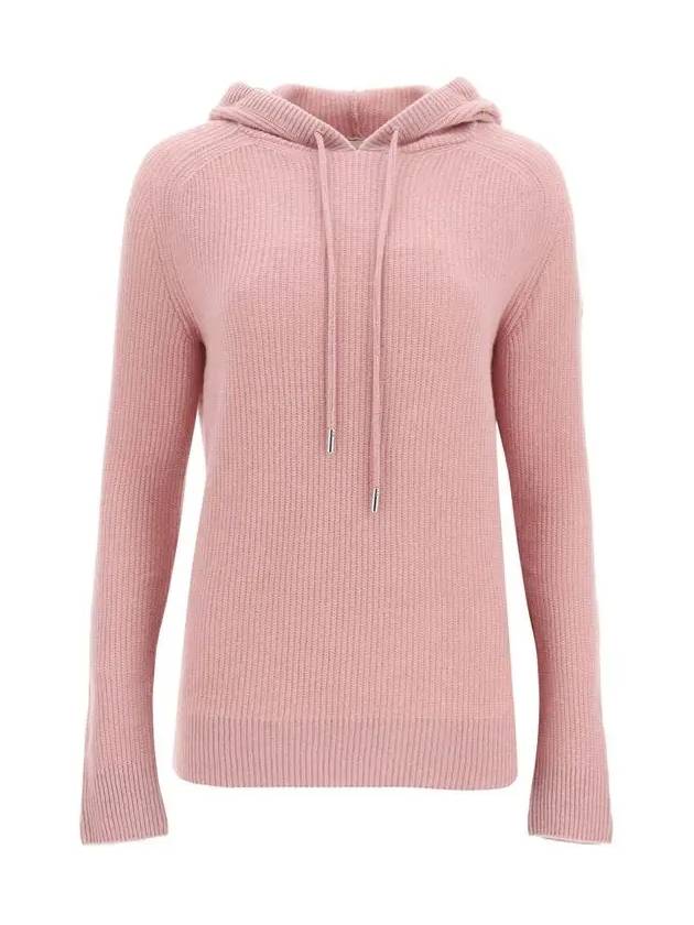 Women's Logo Patch Drawstring Hooded Knit Top Pink - MONCLER - BALAAN 3