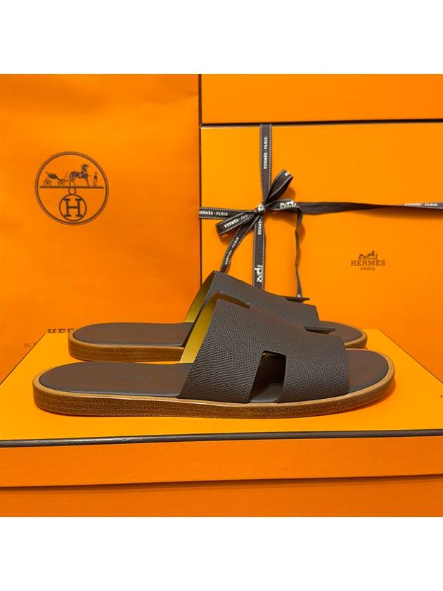 Men's Izmir Sandals Calfskin Absong Deep Brown - HERMES - BALAAN 4