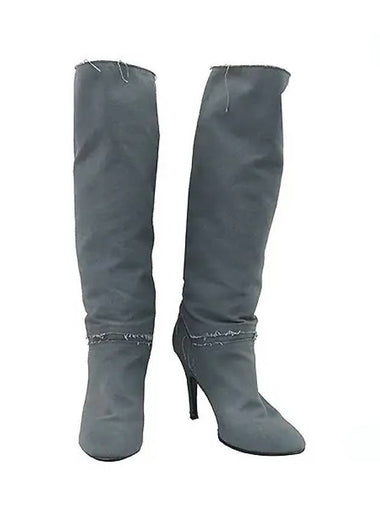 Stella McCartney gray fabric women s long boots - STELLA MCCARTNEY - BALAAN 1