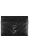 Cassandre Matelasse Card Case In Grain De Poudre Embossed Leather Black - SAINT LAURENT - BALAAN 2