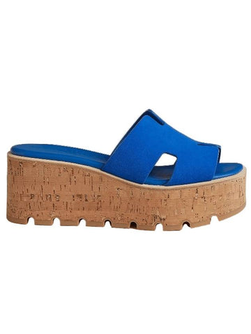 Eze 30 Suede Goatskin Sandals Blue - HERMES - BALAAN 1