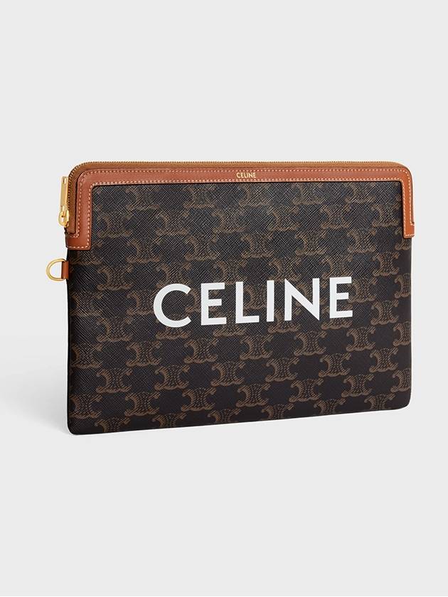 Small Pouch With Strap Signature In Triomphe Canvas With  Print Tan - CELINE - BALAAN 4