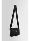 Re-Nylon Saffiano Leather Triangle Logo Cross Bag Black - PRADA - BALAAN 3