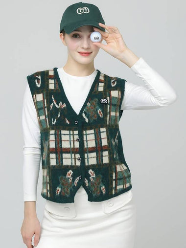 Doyou Know MC Women s Ethnic Pattern Wool Green Open Vest DO6242KT14 1 - DOYOUKNOWMC GOLF WEAR - BALAAN 1