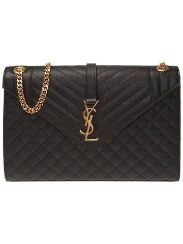 Monogram Matelasse Unveloped Large Shoulder Bag Black - SAINT LAURENT - BALAAN 1