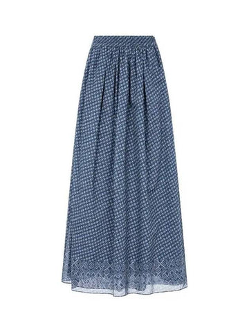 Women s Patterned Cotton Maxi Skirt Light Navy - EMPORIO ARMANI - BALAAN 1