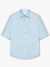 Men's Pocket Cotton Short Sleeve Shirt Blue - AMI - BALAAN 3