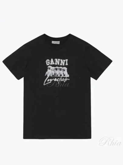 Thin Jersey Puppy Love Relaxed Short Sleeve T-Shirt Black - GANNI - BALAAN 2