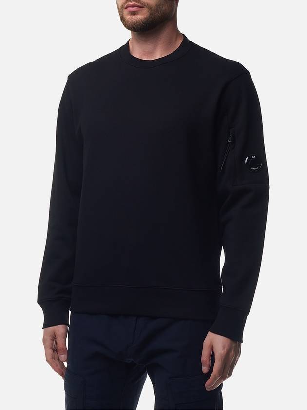 Diagonal Raised Fleece Lens Sweatshirt Black - CP COMPANY - BALAAN 5