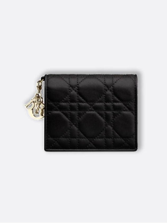 Lady Cannage Small Lambskin Half Wallet Black - DIOR - BALAAN 2