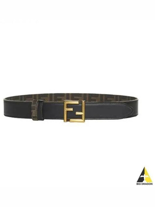 FF Fabric Reversible Leather Belt Black - FENDI - BALAAN.