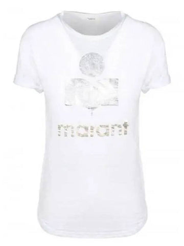 00MTS0299 00M008E WH Coldy Print Round Short Sleeve T shirt White Women s TR 270610 - ISABEL MARANT - BALAAN 1