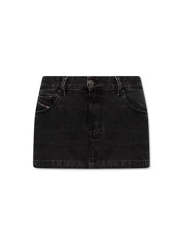 Skirt Women s Mid Rise Denim Mini Gray - DIESEL - BALAAN 1