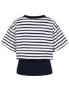 Striped Crop Layered T-Shirt MW4ME432 - P_LABEL - BALAAN 3