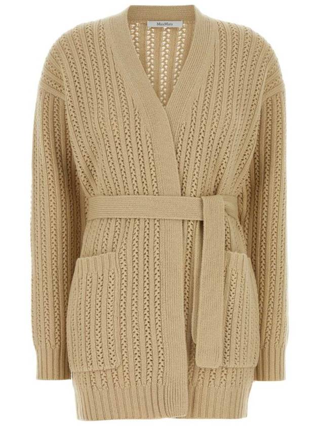 Belted long sleeve cardigan beige - MAX MARA - BALAAN 2