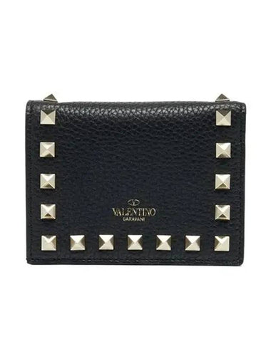 Women's Rockstud Half Wallet Black - VALENTINO - BALAAN 1