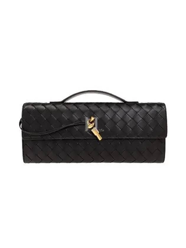 Andiamo Intrecciato Leather Clutch Bag Black - BOTTEGA VENETA - BALAAN 2