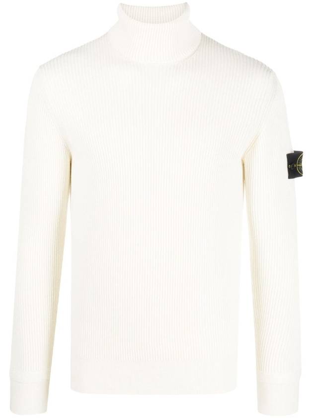 Men's Logo Patch Turtleneck White - STONE ISLAND - BALAAN 2