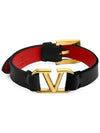 Gold Hardware V Logo Signature Bracelet Black - VALENTINO - BALAAN 6