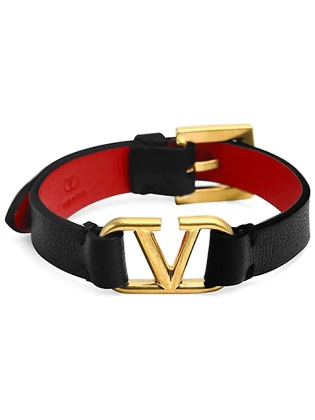 Gold Hardware V Logo Signature Bracelet Black - VALENTINO - BALAAN 6